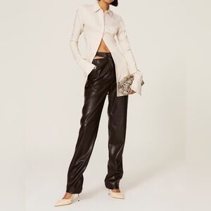 Jonathan Simkhai Amelia Faux Leather Pants in Dark Brown